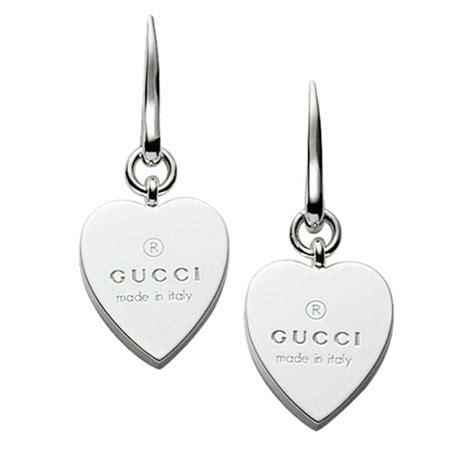 gucci trademark silver earrings|Gucci Engraved Heart Trademark Earrings .